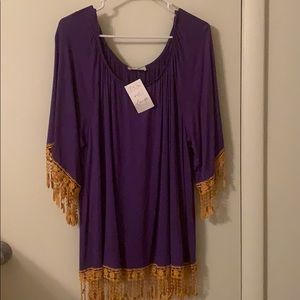 Purple & Gold Fringe Tunic